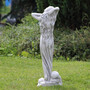 Casa Padrino Jugendstil Garten Deko Skulptur Dame Grau H. 70 cm - Elegante Garten Deko Stein Figur - Barock & Jugendstil Garten Deko Accessoires