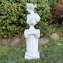 Casa Padrino Jugendstil Garten Deko B�ste Dame Wei� / Grau 25 x 13 x H. 32 cm - Garten Deko Stein Skulptur - Barock & Jugendstil Garten Deko Accessoires