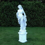 Casa Padrino Jugendstil Garten Deko Skulptur Dame Grau H. 175 cm - Elegante Garten Deko Stein Figur - Barock & Jugendstil Garten Deko Accessoires
