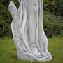 Casa Padrino Jugendstil Garten Deko Skulptur Dame Grau 40 x 40 x H. 140 cm - Elegante Garten Deko Stein Figur - Barock & Jugendstil Garten Deko Accessoires