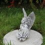Casa Padrino Jugendstil Garten Deko Skulptur Engel Grau 17 x 33 x H. 27 cm - Elegante Garten Deko Stein Figur - Barock & Jugendstil Garten Deko Accessoires