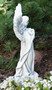 Casa Padrino Jugendstil Garten Deko Skulptur Engel Grau 16 x 14 x H. 46 cm - Elegante Garten Deko Stein Figur - Barock & Jugendstil Garten Deko Accessoires