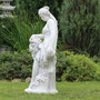 Casa Padrino Jugendstil Garten Deko Skulptur Frau mit Blumenstrau� Wei� / Grau 46 x 46 x H. 121 cm - Elegante Garten Deko Stein Figur - Barock & Jugendstil Garten Deko Accessoires
