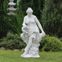 Casa Padrino Jugendstil Garten Deko Skulptur Frau mit Blumenstrau� Wei� / Grau 46 x 46 x H. 121 cm - Elegante Garten Deko Stein Figur - Barock & Jugendstil Garten Deko Accessoires