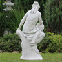 Casa Padrino Jugendstil Garten Deko Skulptur Frau mit Blumenstrau� Wei� / Grau 46 x 46 x H. 121 cm - Elegante Garten Deko Stein Figur - Barock & Jugendstil Garten Deko Accessoires