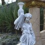 Casa Padrino Jugendstil Garten Deko Skulptur Frau mit Vase auf S�ule Grau H. 244 cm