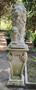 Casa Padrino Barock Garten Deko Skulptur L�we mit S�ule Wei� 42 x 45 x H. 152 cm - Prunkvolle Stein Figur mit S�ule - Barock Garten & Terrassen Deko Accessoires
