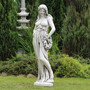 Casa Padrino Jugendstil Garten Deko Skulptur Frau mit Kranz Grau H. 150 cm - Elegante Garten Deko Stein Figur - Barock & Jugendstil Garten Deko Accessoires