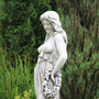 Casa Padrino Jugendstil Garten Deko Skulptur Frau mit Kranz Grau H. 150 cm - Elegante Garten Deko Stein Figur - Barock & Jugendstil Garten Deko Accessoires