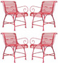 Casa Padrino Jugendstil Garten Stuhl 4er Set Rot 56 x 52 x H. 76 cm - Handgefertigte Schmiedeeisen St�hle mit Armlehnen - Nostalgische Schmiedeeisen Garten & Terrassen M�bel