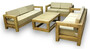 Casa Padrino Luxus Massivholz Gartenm�bel Set Beige / Naturfarben - 3 Sofas & 1 Couchtisch - Moderne Eichenholz Garten & Terrassen M�bel