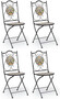 Casa Padrino Jugendstil Gartenstuhl 4er Set Schwarz / Mehrfarbig 39 x 47 x H. 92 cm - Klappbare St�hle mit Keramik Platten - Nostalgische Garten & Gastronomie M�bel