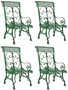 Casa Padrino Jugendstil Gartenstuhl 4er Set Antik Gr�n 64 x 66 x H. 114 cm - Handgefertigte Schmiedeeisen St�hle mit Armlehnen - Nostalgische Garten & Terrassen M�bel