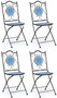 Casa Padrino Jugendstil Gartenstuhl 4er Set Schwarz / Blau / Wei� 39 x 47 x H. 92 cm - Klappbare St�hle mit Keramik Platten - Nostalgische Garten & Gastronomie M�bel