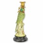 Casa Padrino Jugendstil Kerzenst�nder Papagei schaut nach rechts Gr�n / Gold / Schwarz H. 31 cm 