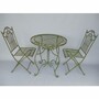 Casa Padrino Jugendstil Garten M�bel Set Gr�n - 1 Runder Metall Garten Tisch & 2 Metall Garten St�hle - Nostalgische Garten & Gastronomie M�bel