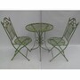 Casa Padrino Jugendstil Metall Garten M�bel Set Gr�n - 1 Runder Garten Tisch & 2 Garten St�hle - Nostalgische Garten & Gastronomie M�bel