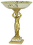 Casa Padrino Jugendstil Deko Schale Mehrfarbig / Gold  25 x H. 33,2 cm - Elegante Porzellan Obstschale mit dekorativer Bronzefigur - Barock & Jugendstil Deko Accessoires 