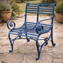Casa Padrino Jugendstil Schmiedeeisen Garten Stuhl mit Armlehnen Blau - Garten M�bel