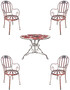 Casa Padrino Jugendstil Schmiedeeisen Gartenm�bel Set Antik Rot / Wei� - 1 Garten Tisch & & 4 Garten St�hle mit Armlehnen - Barock & Jugendstil Gastronomie & Garten M�bel