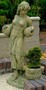Casa Padrino Jugendstil Wasserspeier Skulptur Frau mit Kr�gen und dekorativem Blumentopf Gr�n / Beige 63 x 61 x H. 140 cm - Gartendeko Statue Steinfigur 