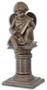 Casa Padrino Jugendstil Gartendeko Gusseisen Figur Engel auf S�ule Braun 16,7 x 14,1 x H. 34,1 cm - Garten & Terrassen Deko Skulptur - Barock & Jugendstil Deko Accessoires 