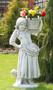 Casa Padrino Jugendstil Skulptur M�dchen mit Blumentopf Grau 50 x 40 x H. 67 cm - Elegante Garten Deko Stein Figur mit Pflanzentopf - Barock & Jugendstil Garten Deko Accessoires