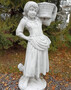 Casa Padrino Jugendstil Skulptur M�dchen mit Blumentopf Grau 50 x 40 x H. 67 cm - Elegante Garten Deko Stein Figur mit Pflanzentopf - Barock & Jugendstil Garten Deko Accessoires