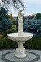 Casa Padrino Barock Springbrunnen Sandfarben  110 x H. 180 cm - Prunkvoller Gartenbrunnen im Barockstil - Runder Gartendeko Stein Brunnen - Barock Garten Deko Accessoires