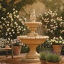 Casa Padrino Jugendstil Springbrunnen Beige H. 240 cm - Garten Deko Accessoires