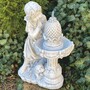 Casa Padrino Jugendstil Springbrunnen M�dchen mit Hund Grau H. 68 cm