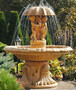 Casa Padrino Jugendstil Springbrunnen Kinder mit Regeschirm Beige  155 x H. 176 cm - Prunkvoller Gartenbrunnen - Gartendeko Brunnen - Barock & Jugendstil Garten Deko Accessoires