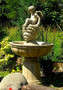 Casa Padrino Jugendstil Springbrunnen Engel Grau  70 x H. 127 cm - Prunkvoller Gartenbrunnen - Gartendeko Brunnen - Barock & Jugendstil Garten Deko Accessoires 