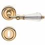 Casa Padrino Luxus Barock T�rklinken Set mit Kristallglas Gold 13,7 cm - T�rgriffe mit Rosetten - Barock Accessoires - Made in Italy