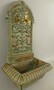 Casa Padrino Jugendstil Wandbrunnen Hellgr�n / Rostfarben 36 x 24 x H. 65 cm - Nostalgischer Gartendeko Brunnen mit Wasserhahn - Garten Accessoires