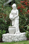 Casa Padrino Jugendstil Wasserspeier Skulptur Frau mit Kr�gen Grau 45 x 51 x H. 98 cm - Elegante Wasserspeier Stein Figur - Barock & Jugendstil Garten Deko Accessoires 