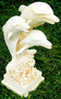Casa Padrino Jugendstil Wasserspeier Skulptur Delfine Wei / Sandfaben H. 80 cm - Gartendeko Wasserspeier Figur - Garten Deko Accessoires 