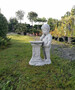 Casa Padrino Jugendstil Skulptur Junge mit Vogeltr�nke Grau H. 50 cm - Elegante Garten Deko Stein Figur - Barock & Jugendstil Garten Deko Accessoires