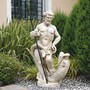 Casa Padrino Jugendstil Skulptur Neptun mit Fisch Wei� / Braun / Schwarz H. 74 cm - Garten & Terrassen Deko Figur - Made in Italy
