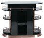 Casa Padrino Luxus Bar Theke Hochglanz Schwarz / Kupfer 135 x 65 x H. 106 cm - Ovaler Massivholz Thekentisch - Massivholz Barm�bel - Luxus Barm�bel - Luxus M�bel