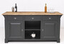 Casa Padrino Landhausstil Bar Theke Schwarz / Braun 191 x 68 x H. 95 cm - Massivholz Thekentisch - Bartisch - Massivholz Bar M�bel im Landhausstil