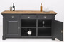 Casa Padrino Landhausstil Bar Theke Schwarz / Braun 191 x 68 x H. 95 cm - Massivholz Thekentisch - Bartisch - Massivholz Bar M�bel im Landhausstil