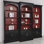 Casa Padrino Landhausstil B�cherschrank 3er Set Schwarz / Bordeauxrot - Landhausstil M�bel