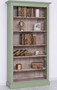 Casa Padrino Landhausstil B�cherschrank Gr�n / Naturfarben 110 x 39 x H. 210 cm - Massivholz Schrank - Regalschrank - Wohnzimmerschrank - B�roschrank - Landhausstil M�bel