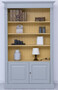 Casa Padrino Landhausstil B�cherschrank Grau / Gelb 120 x 39 x H. 197 cm - Massivholz Schrank - Wohnzimmerschrank - B�roschrank - Landhausstil M�bel