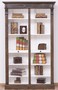 Casa Padrino Landhausstil B�cherschrank Braun / Wei� 120 x 37 x H. 197 cm - Massivholz Schrank - Regalschrank - Wohnzimmerschrank - Landhausstil M�bel