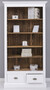 Casa Padrino Landhausstil B�cherschrank Wei� / Braun 109 x 39 x H. 210 cm - Massivholz Schrank - Regalschrank - Wohnzimmerschrank - B�roschrank - Landhausstil M�bel