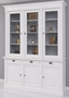 Casa Padrino Landhausstil B�cherschrank Wei� / Grau 183 x 51 x H. 240 cm - Massivholz Schrank - Regalschrank - Wohnzimmerschrank - B�roschrank - Landhausstil M�bel