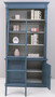 Casa Padrino Landhausstil B�cherschrank mit Leiter Blau / Grau 120 x 51 x H. 228 cm - Massivholz Schrank - Regalschrank - Wohnzimmerschrank - B�roschrank - Landhausstil M�bel