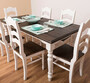 Casa Padrino Landhausstil Esszimmer M�bel Set Wei� / Dunkelbraun - 1 Landhausstil Esstisch & 6 Landhausstil Esszimmerst�hle - Massivholz Esszimmer M�bel - Landhausstil Esszimmer M�bel